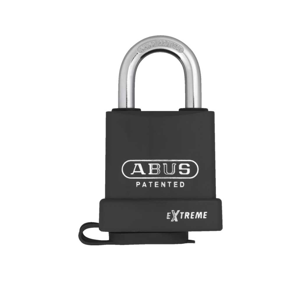 Abus X-Treme Weather 83WP/53 Padlock – Heavy-duty, weather-resistant padlock with a durable black and silver body, designed for extreme outdoor conditions. Features a protective cover and corrosion-resistant materials for enhanced security.