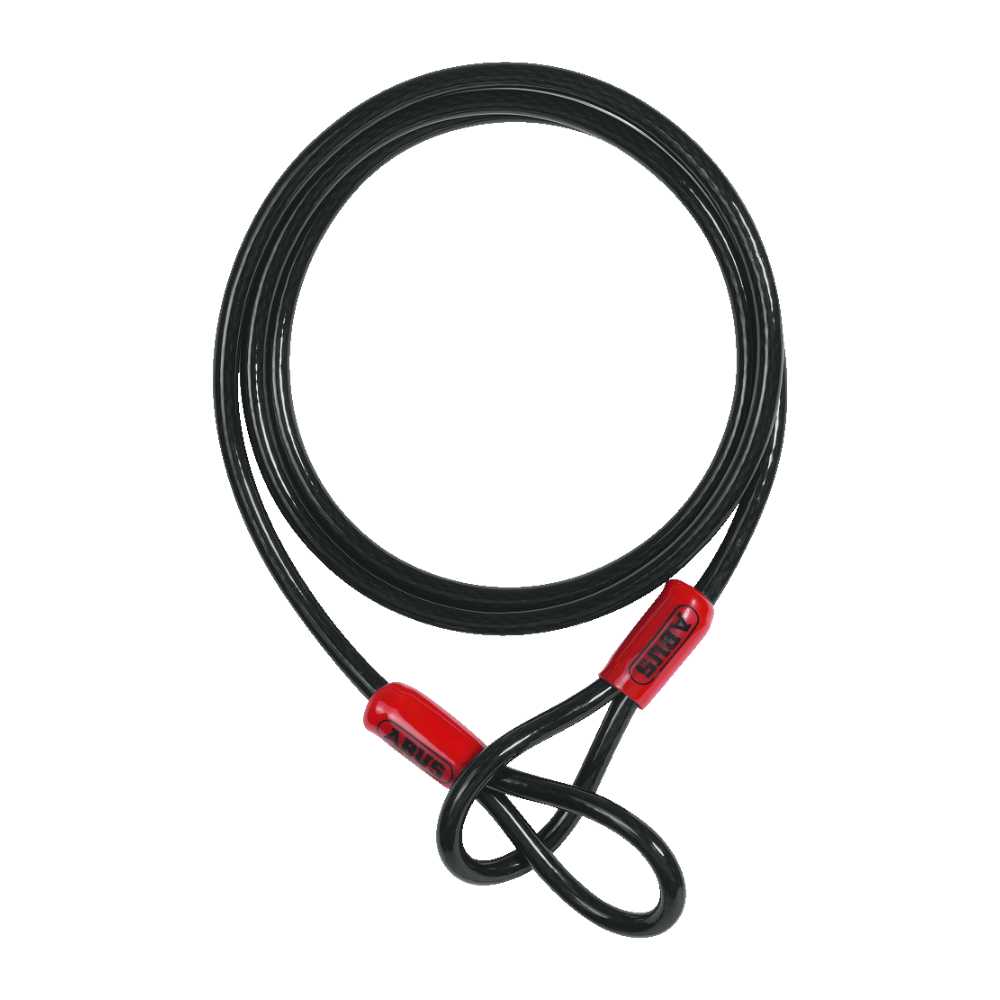 ABUS COBRA 10/220 Security Cable – Heavy-duty, flexible steel cable with a protective coating, designed for securing bikes, outdoor equipment, and other valuables. Features looped ends for easy locking with a padlock or combination lock